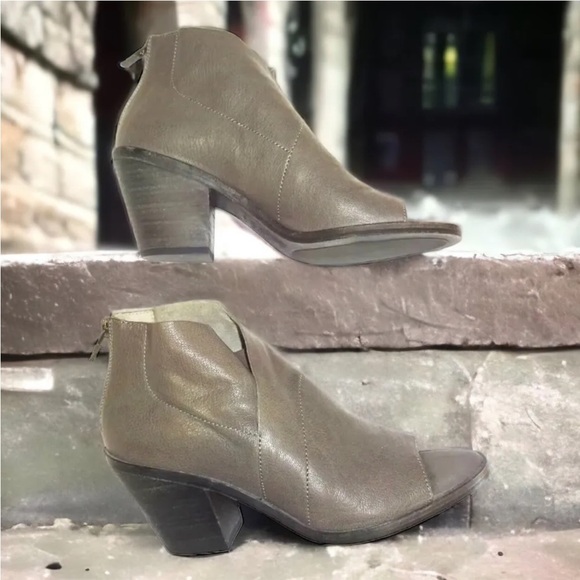 Eileen Fisher Ink Ankle Booties 7 VINTAGE Gray Pebbled Leather Zip Back NIB - Picture 9 of 16